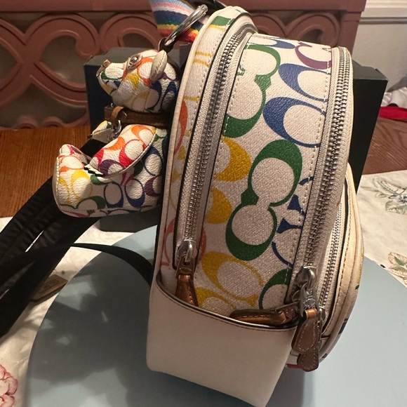 Bear Bag Charm In Rainbow Signature Canvas - Picture 3 of 5